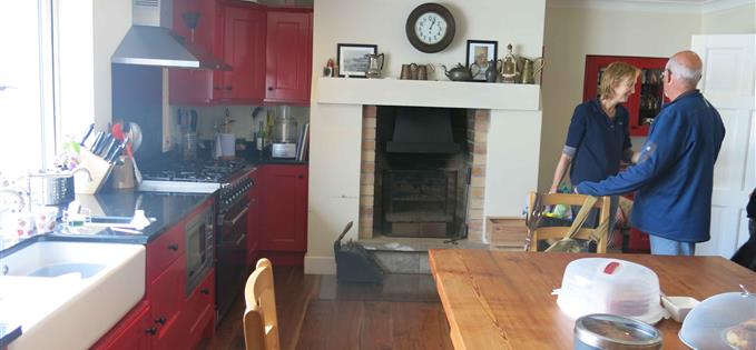 Communal kitchen at Clare Island Lighthouse