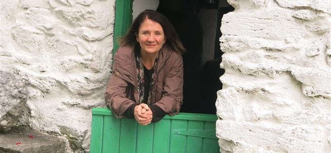 Theresa at the Synge cottage