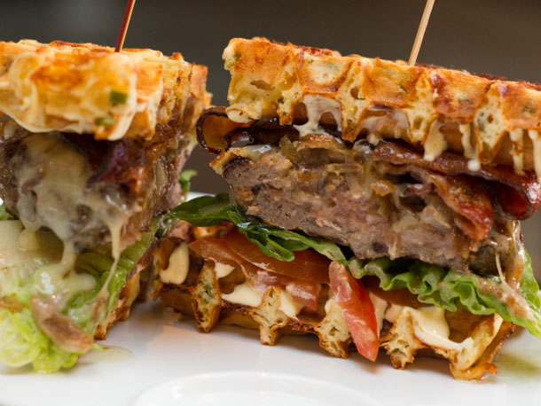 Beef waffle burger 