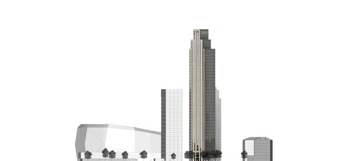 Artists impression of proposed new skyscraper and surrounding builds
