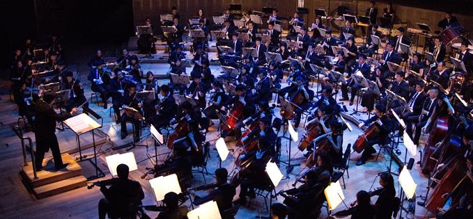 An orchestra typically contains 50 to 100 musicians