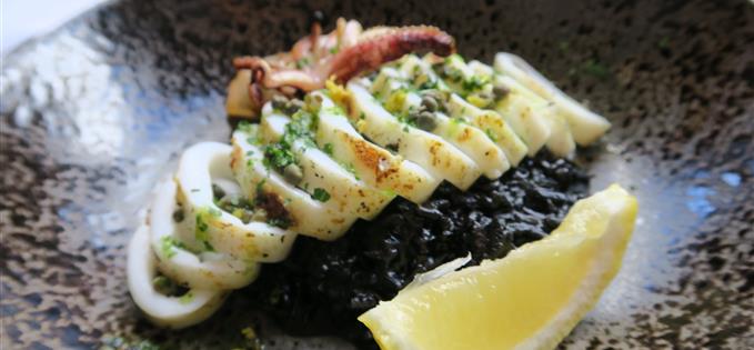 Squid with black ink rice