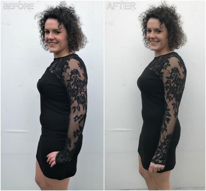 The power of shapewear, shapewear under dress before and after, @SHA