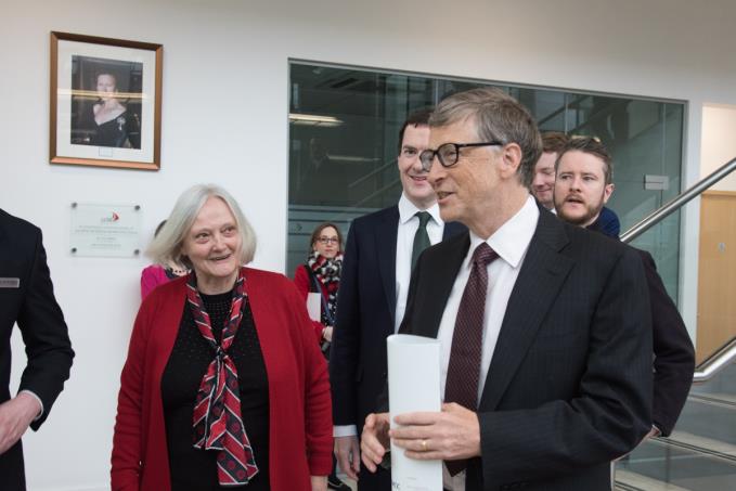 Next stop TJs: LSTM Director Professor Janet Hemingway CBE meets Bill Gates and Chancellor George Osborne. Picture: Mark McNulty