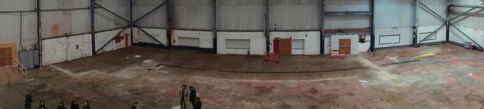 The space inside the former canning plant is the size of an aircraft hangar