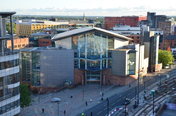 Looking down on the Bridgewater Hall