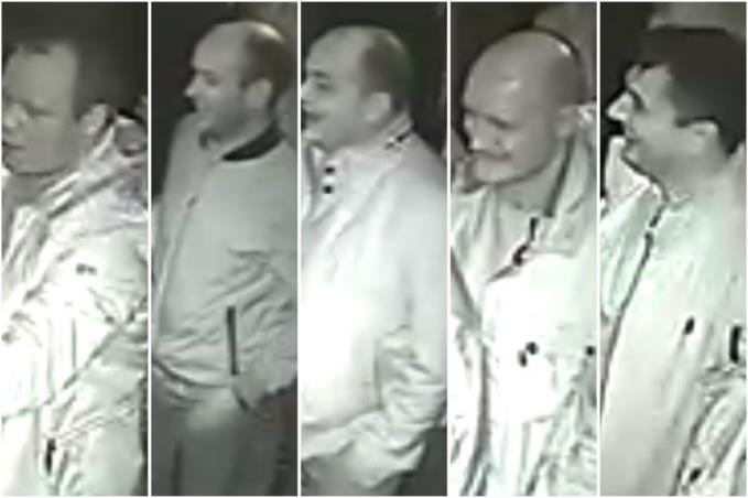 CCTV images of five men taken in Herbie Jeebies on December 29