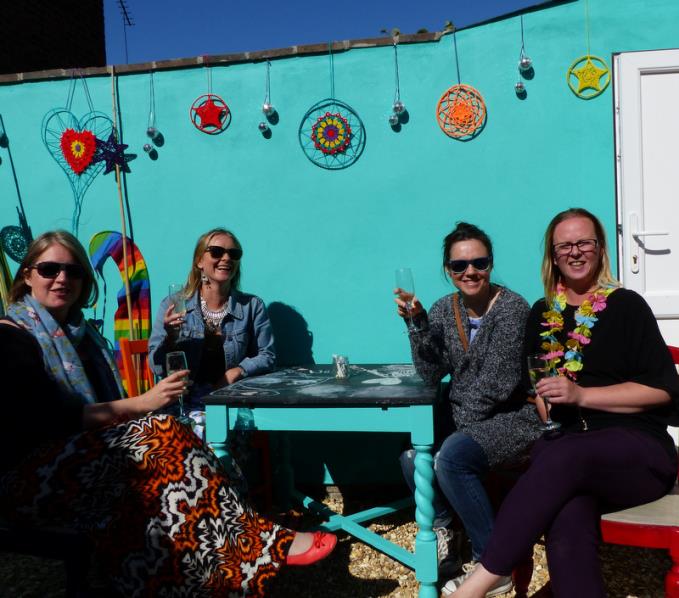 Caz and her mates get into the fizz and cake