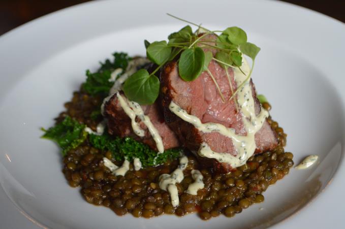 Lamb rump and lentils