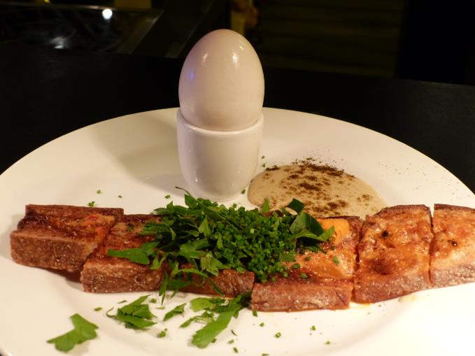 Truffled dick egg, nduja, anchovy and toast