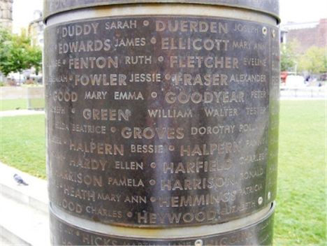 The dead of Manchester commemorated around the metal trunk