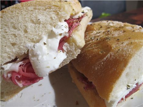 Mozzarella and ham sandwich