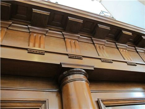 Detail From The Bank Woodwork, Tuscan Columns, Heavy Cornice, Triglyph With Perfect Guttae. Honestly This Is Real English