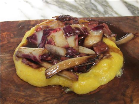 Polenta And Roasted Radichio In A Gravy