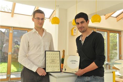 Kit Knowles, left and Jonny Allen with their Sustainable Kitchen award