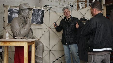 Ward Chatting Through One Of His Completed Projects, The Statue Of Ls Lowry In Sam's Chop House