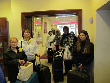 Finnish ladies with luggage to fill City memorabilia