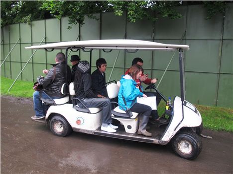 Johnny Marr and Chic en route to the stage at Parklife 2012