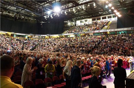 A packed Manchester Arena for His Holiness The 14th Dalai Lama Of Tibet