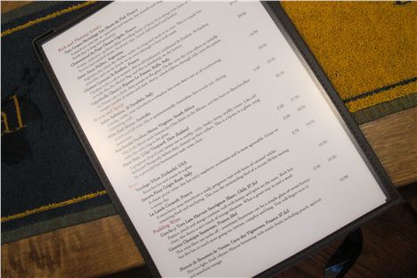 Part of the wine list