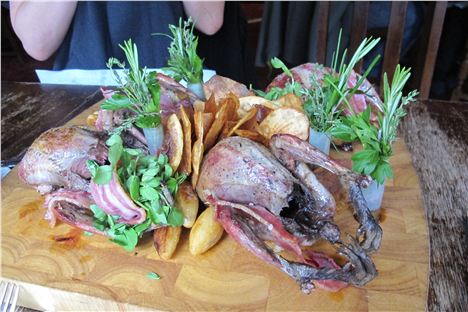 Four grouse - one for each of the diners