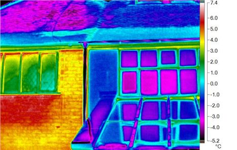 Thermograph demonstrating the thermal efficiency of the rear of house