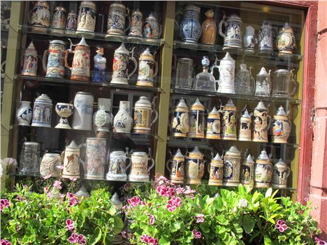 Customised Tankards In A Bar Window, Elsinore