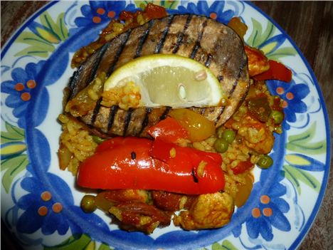 Paella plated