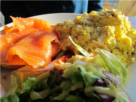 Salmon and scrambled egg