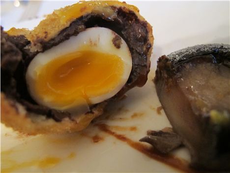 Aumbry's beautiful egg and black pudding dish