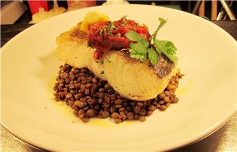 Cod and lentils