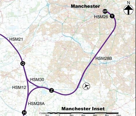 Manchester route of HS2