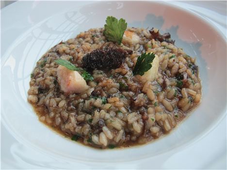 Oxtail risotto, bone marrow