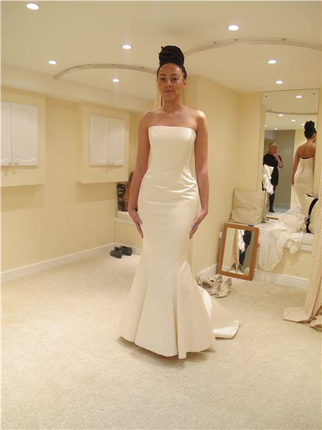 Lynda Moyo tries on different styles of wedding dresses at Lace Bridal, Hale