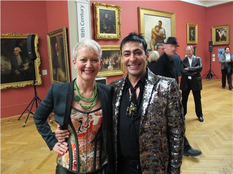 Maria Balshaw, gallery director on the left, the flamboyant Mr Shaw on the right