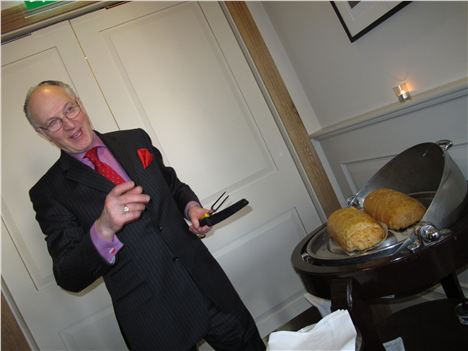 George Bergier makes a point over a couple of Wellingtons