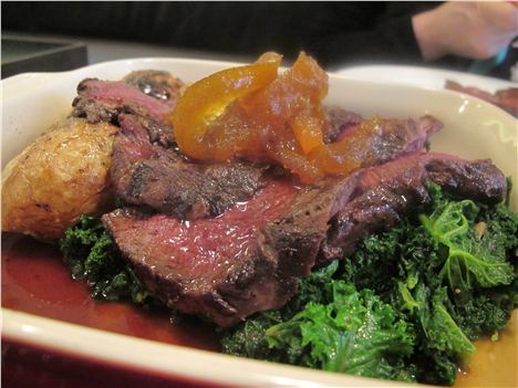 Venison Haunch With Jerusalem Artichokes. Kale And Caramelised Seville Orange