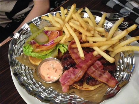 Bacon topped hamburger (£12) monster meal