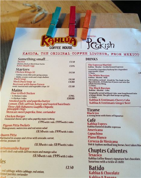 Kahlua: The downstairs menu with only 3 cocktails