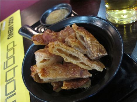 Pork scratchings in Dogbowl