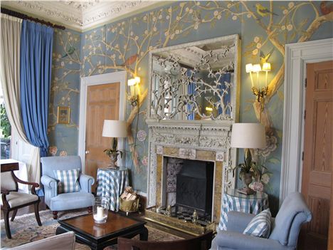 Hand Painted Wallpaper In This Elegant Public Room