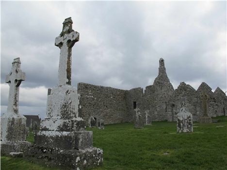 Clonmacnoise Cathedral With Cross Of The Scriptures