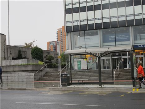 Blocking the view with a bus stop