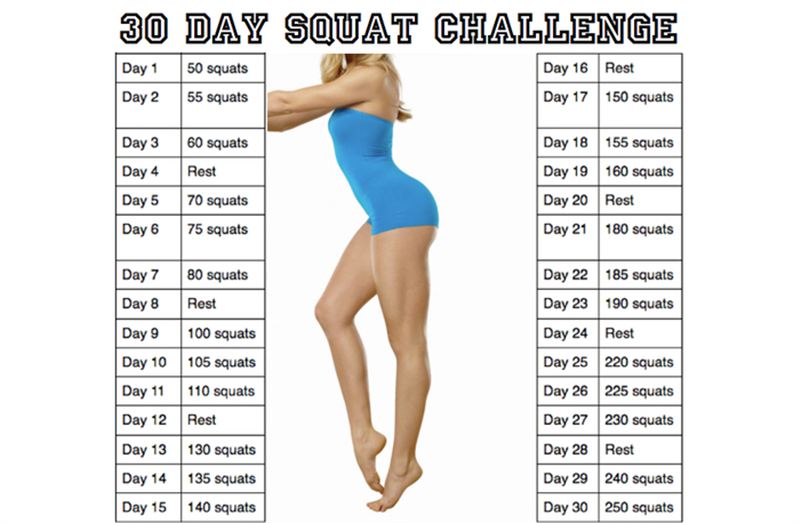 30 Day Squat Challenge Chart To Print