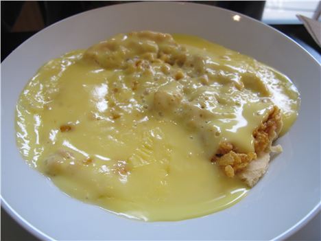 Jamaic-away cornflake pie and custard