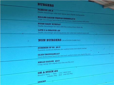 Menu on a shack