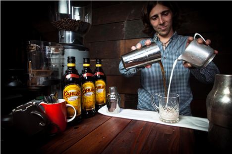 The Liquorists' Massimo Zitti mixes at cocktail made from coffee