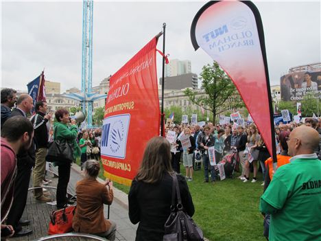 Christine Blower addressing the crowd