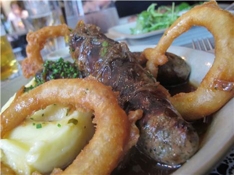 Sausage And Onion Rings At The Scran