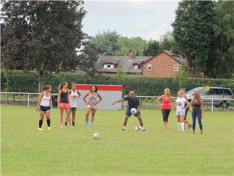 The WAGs train for the One Goal Foundation football match
